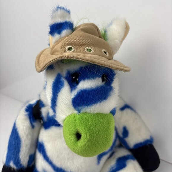 Vintabe Zany Brainy 20" Zebra Plush Baby Backpack Blue Stripe Hat Stuffed Animal - Picture 9 of 9